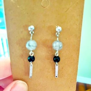 Grey Black Upcycled Earrings
